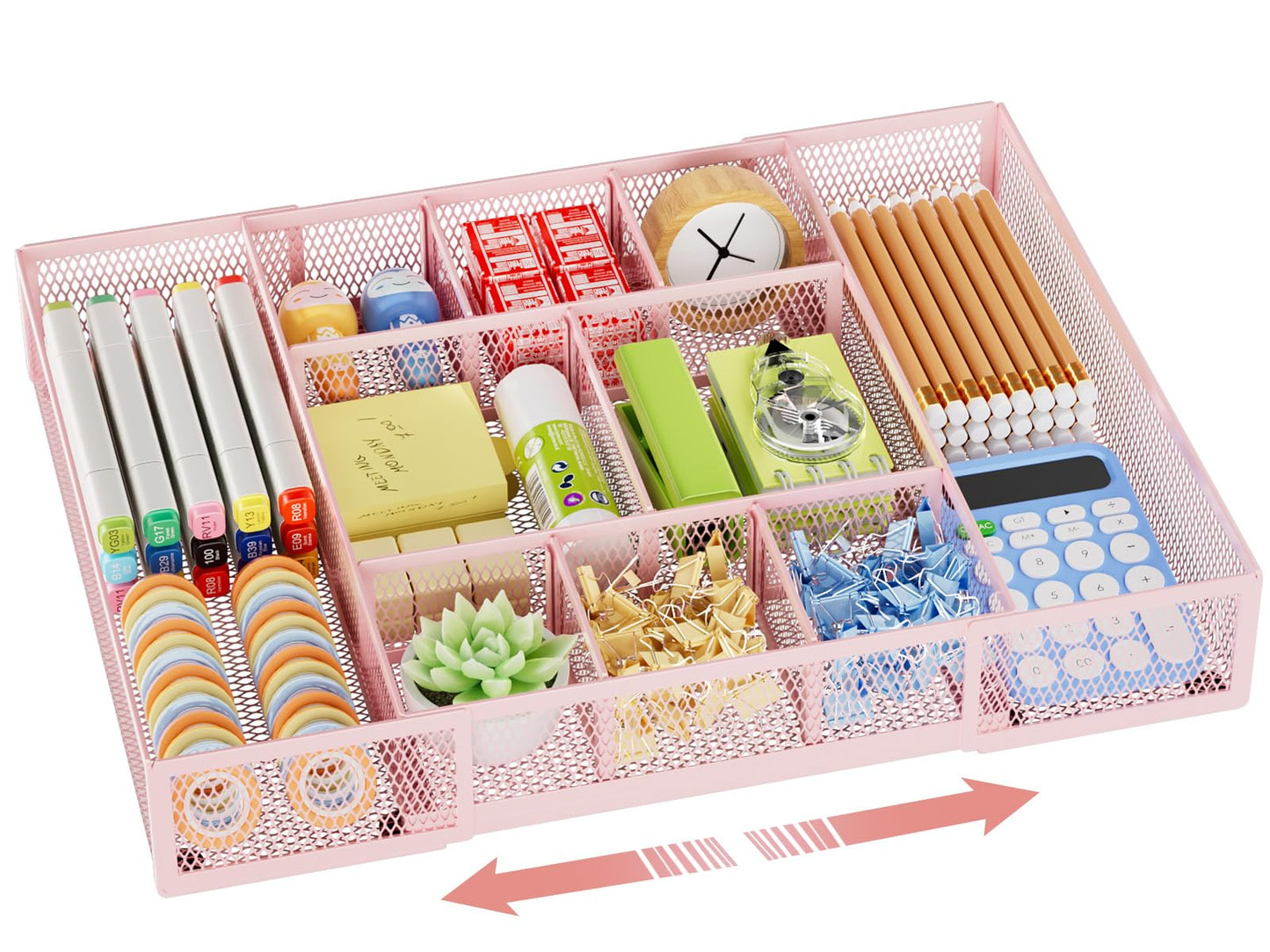 Expandable Drawer Organizer with Adjustable Compartments