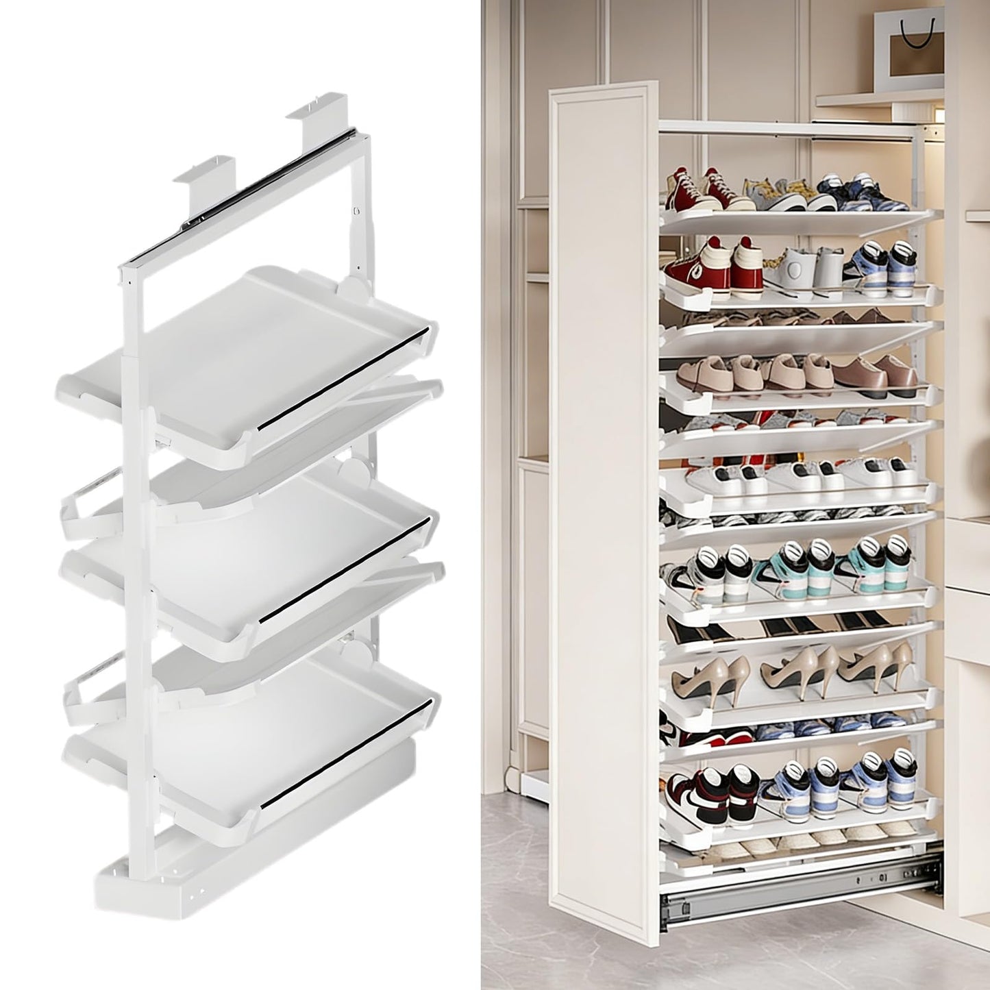 Adjustable Pull Out Shoe Rack Organizer