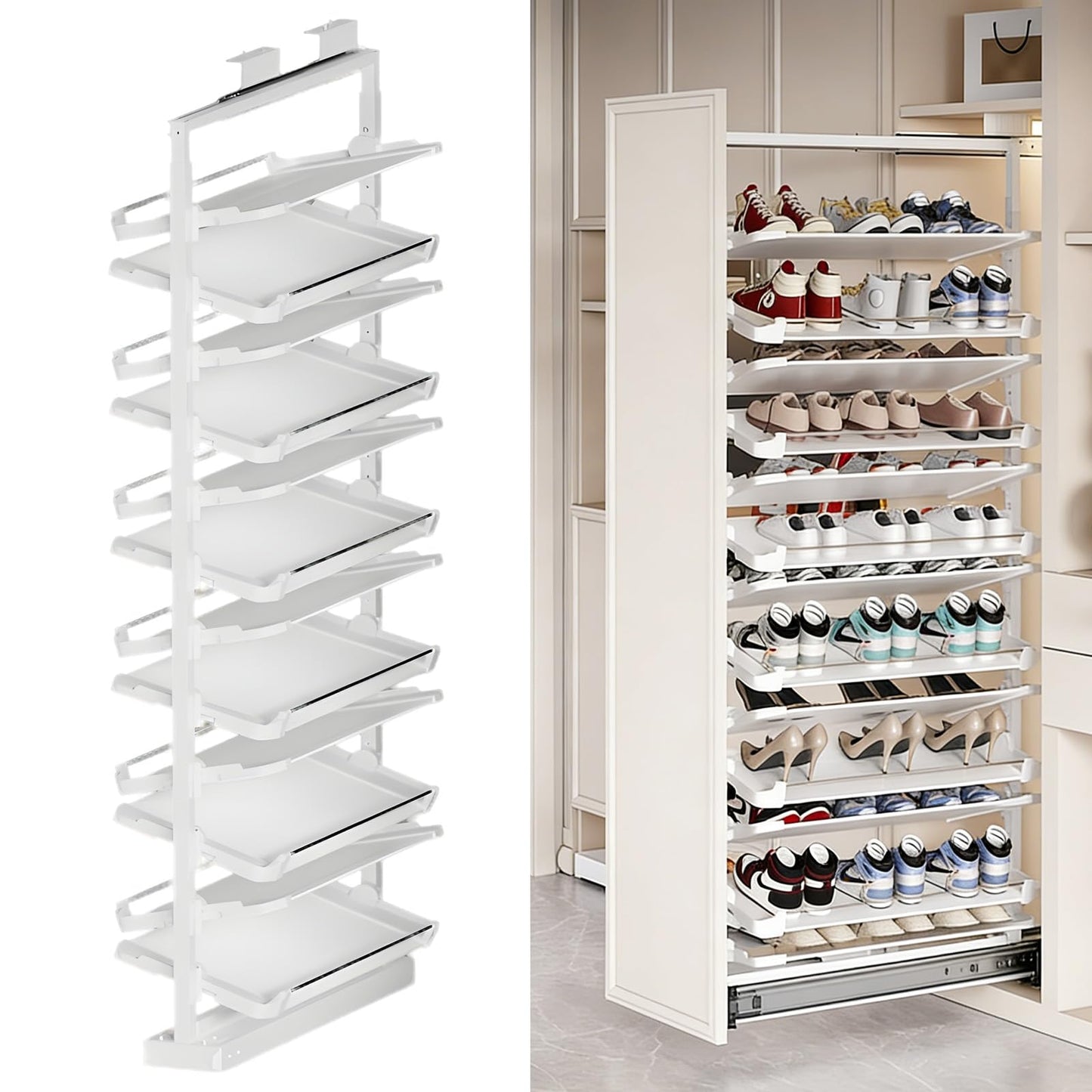 Adjustable Pull Out Shoe Rack Organizer