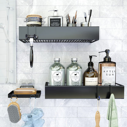 Adhesive Shower Caddy Organizer with Hooks