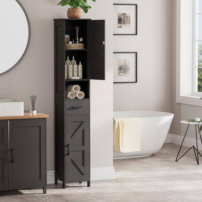 Tall Bathroom Storage Cabinet with Barn Doors