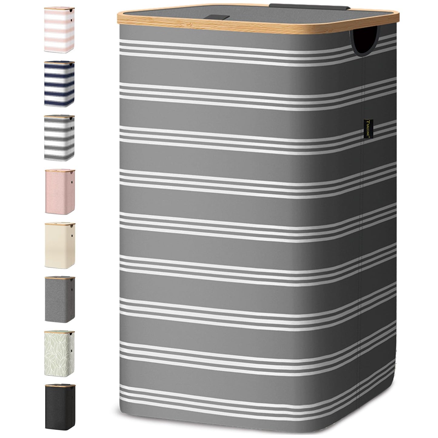 Tall Laundry Hamper with Bamboo Handles and Lid