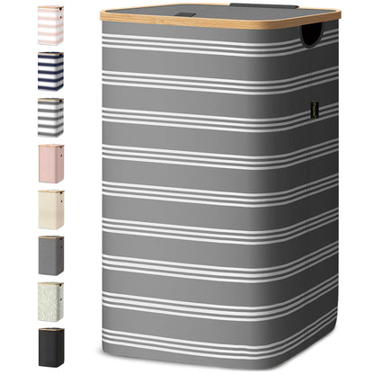 Tall Laundry Hamper with Bamboo Handles and Lid
