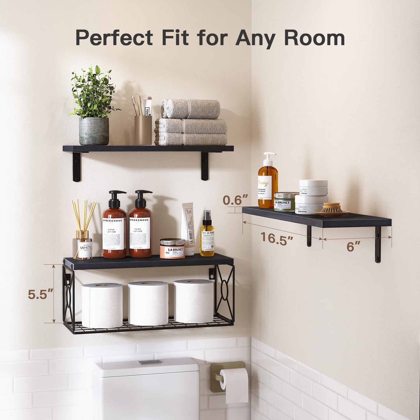 Amada Bathroom Shelves Over Toilet with Storage Basket