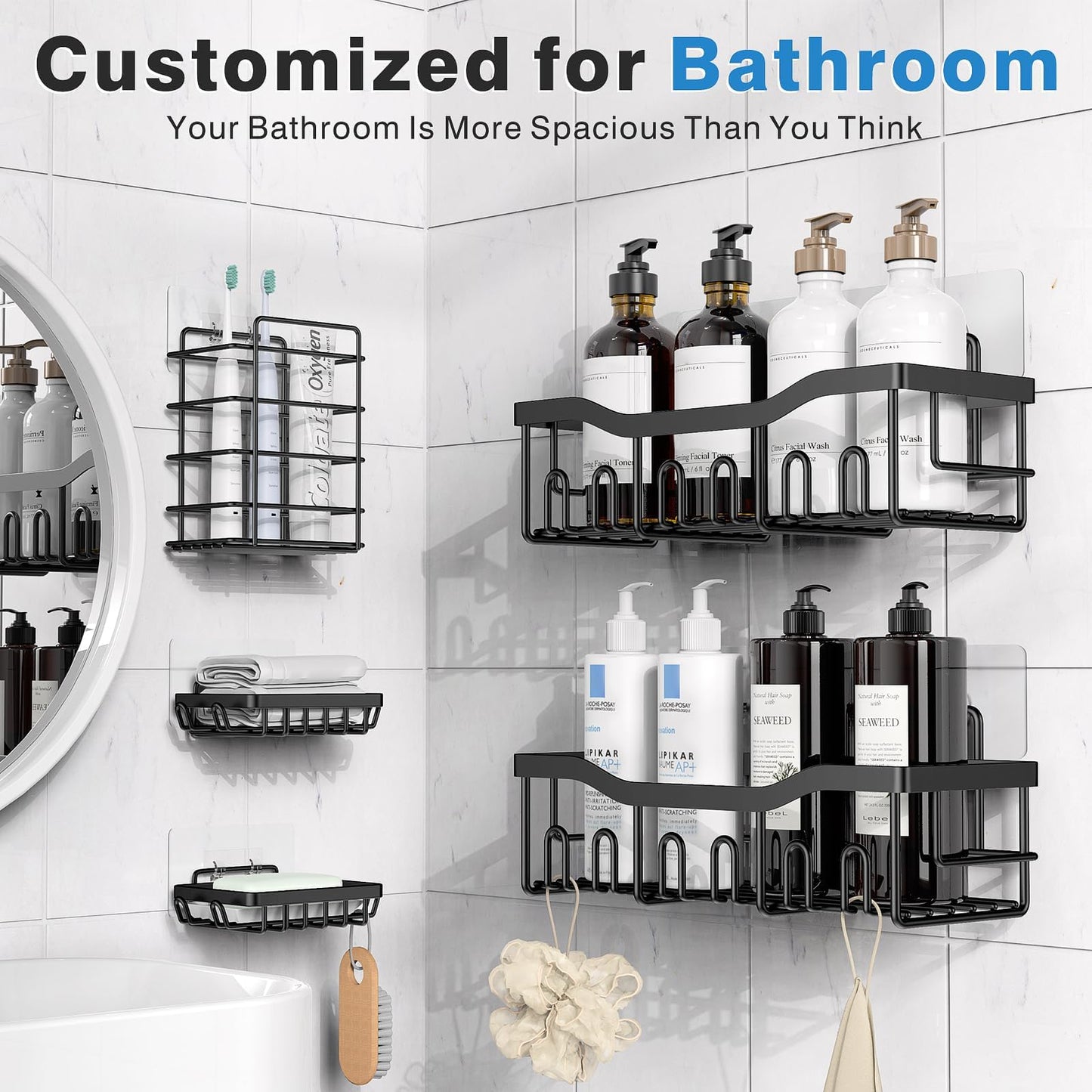 Adhesive Stainless Steel Shower Caddy Organizer
