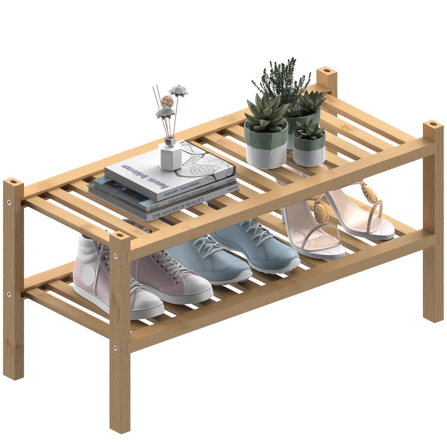 Bamboo Shoe Rack Organizer for Entryway