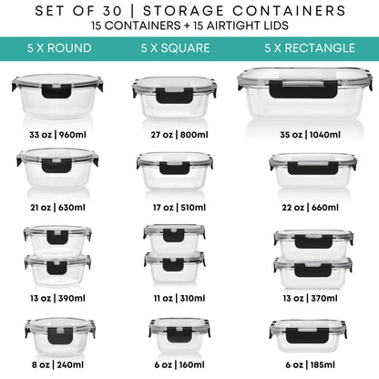 Glass Food Storage Containers Set with Lids