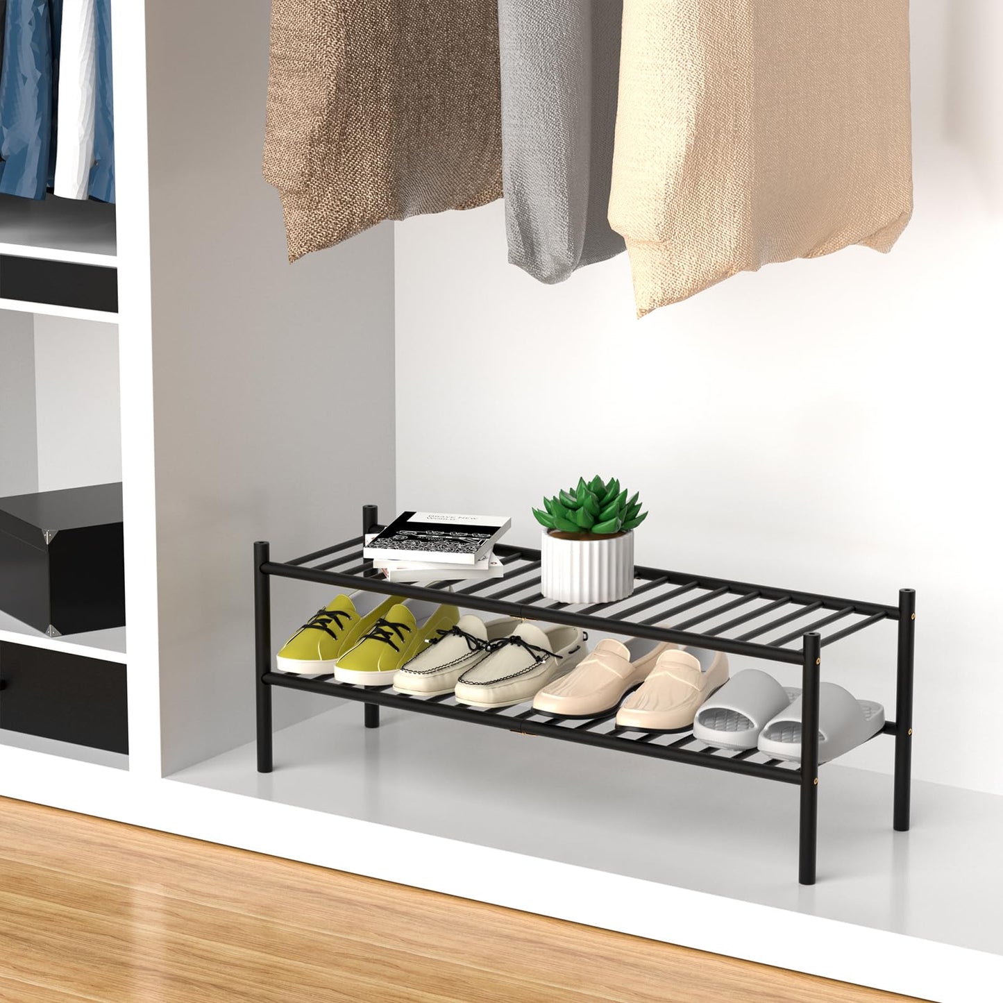 Bamboo Shoe Rack Organizer for Entryway