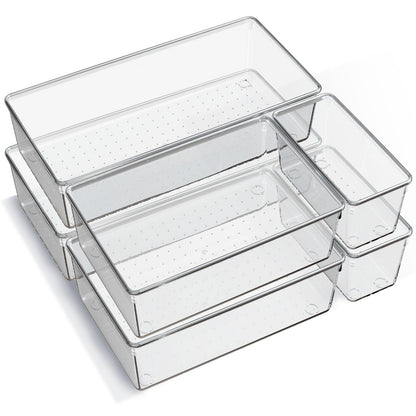 Clear Drawer Organizer Trays with Dividers