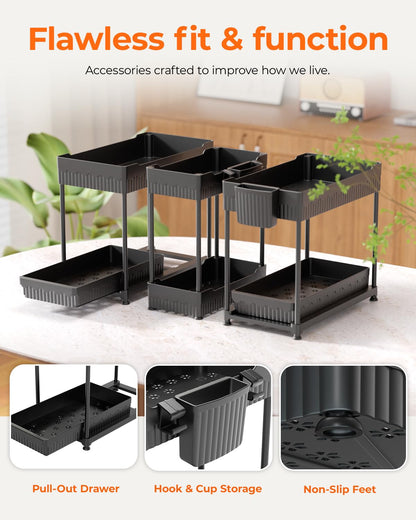 2-Tier Under Sink Organizer with Sliding Drawers