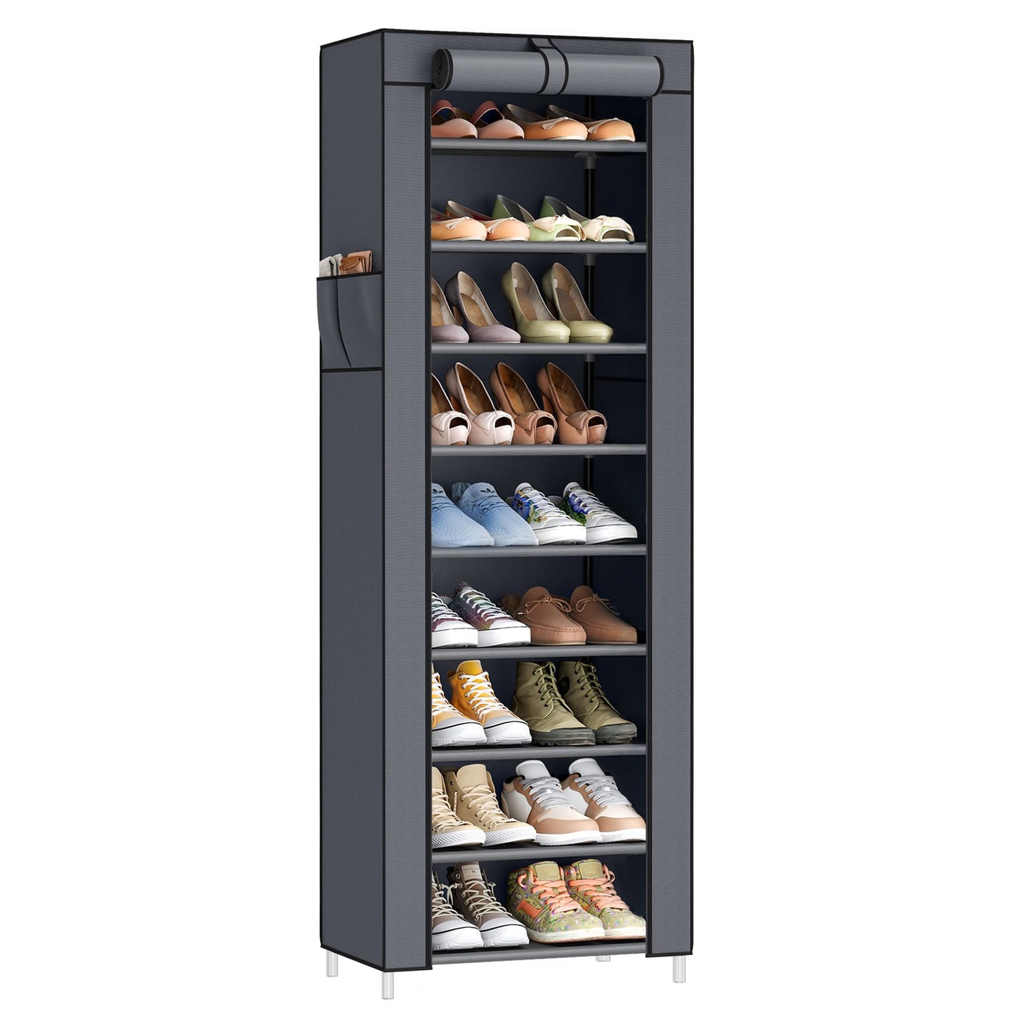 10-Tier Shoe Rack Organizer with Cover