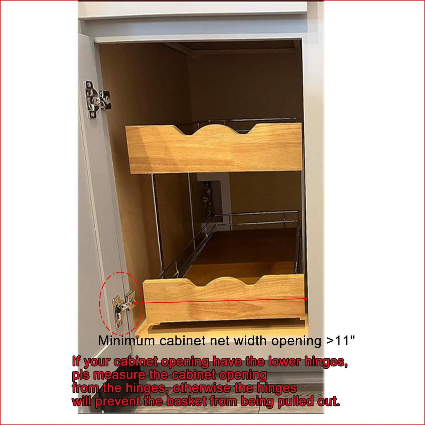 Wooden Pull Out Cabinet Shelf Organizer