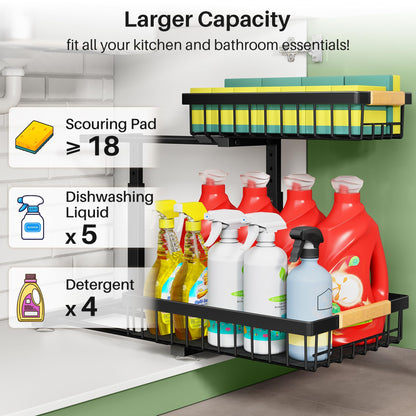 2-Tier Under Sink Organizer with Sliding Drawer