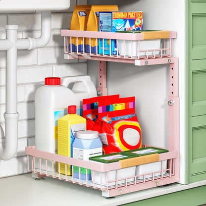 2-Tier Under Sink Organizer with Sliding Drawer