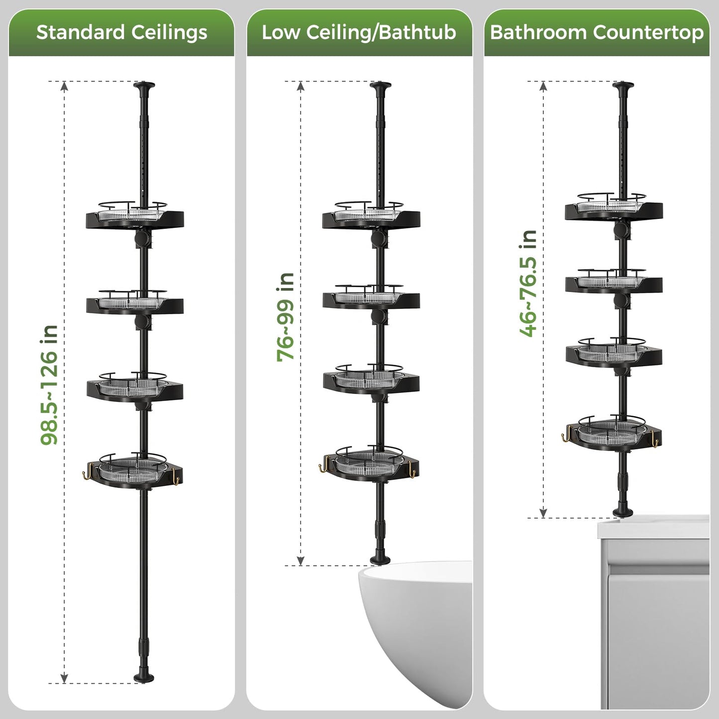 Tension Pole Shower Caddy with Shelves
