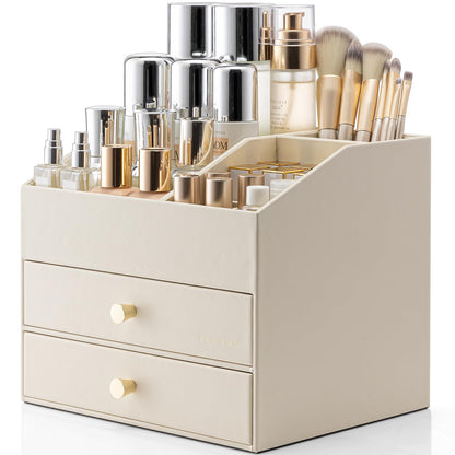 PU Leather Cosmetic Organizer with Drawers