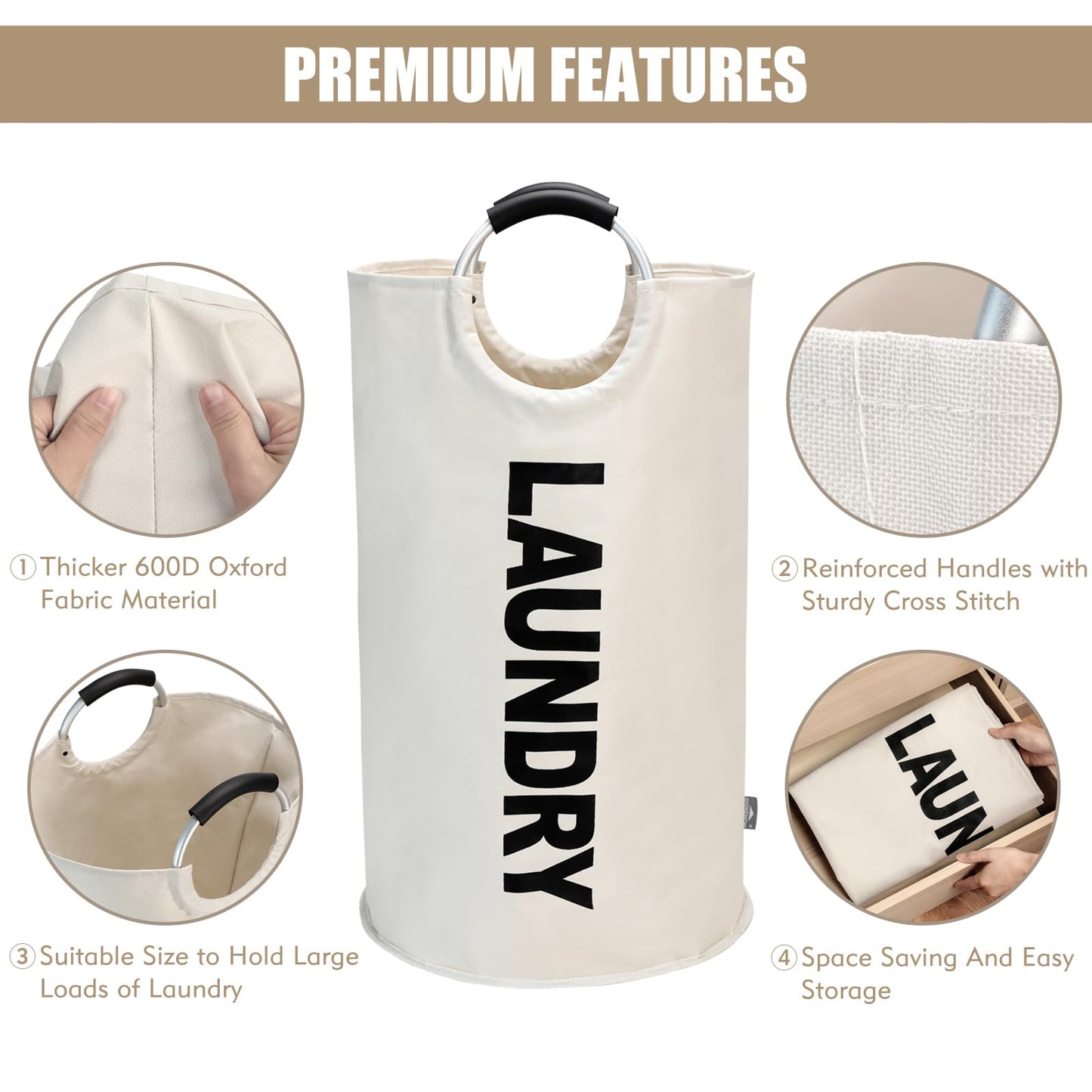 Large Collapsible Laundry Hamper Basket