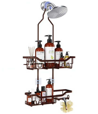 Extended Shower Organizer Shelf with Hooks