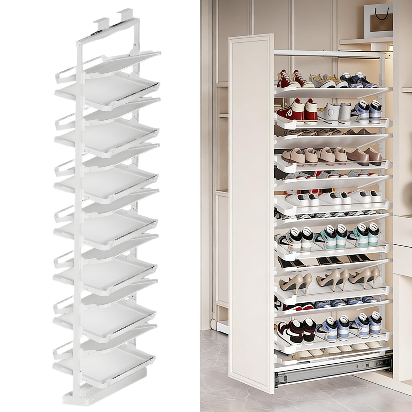 Adjustable Pull Out Shoe Rack Organizer