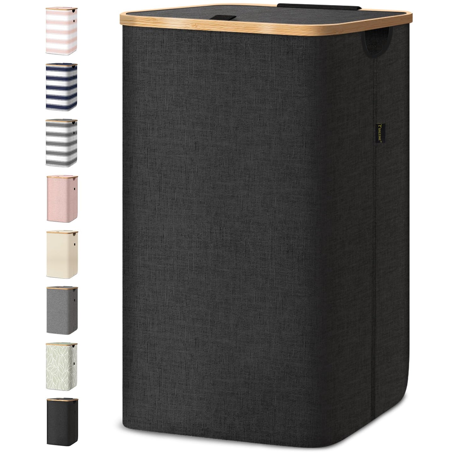 Tall Laundry Hamper with Bamboo Handles and Lid