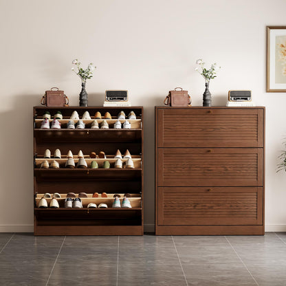 Solid Wood Shoe Storage Cabinet with Flip Drawers
