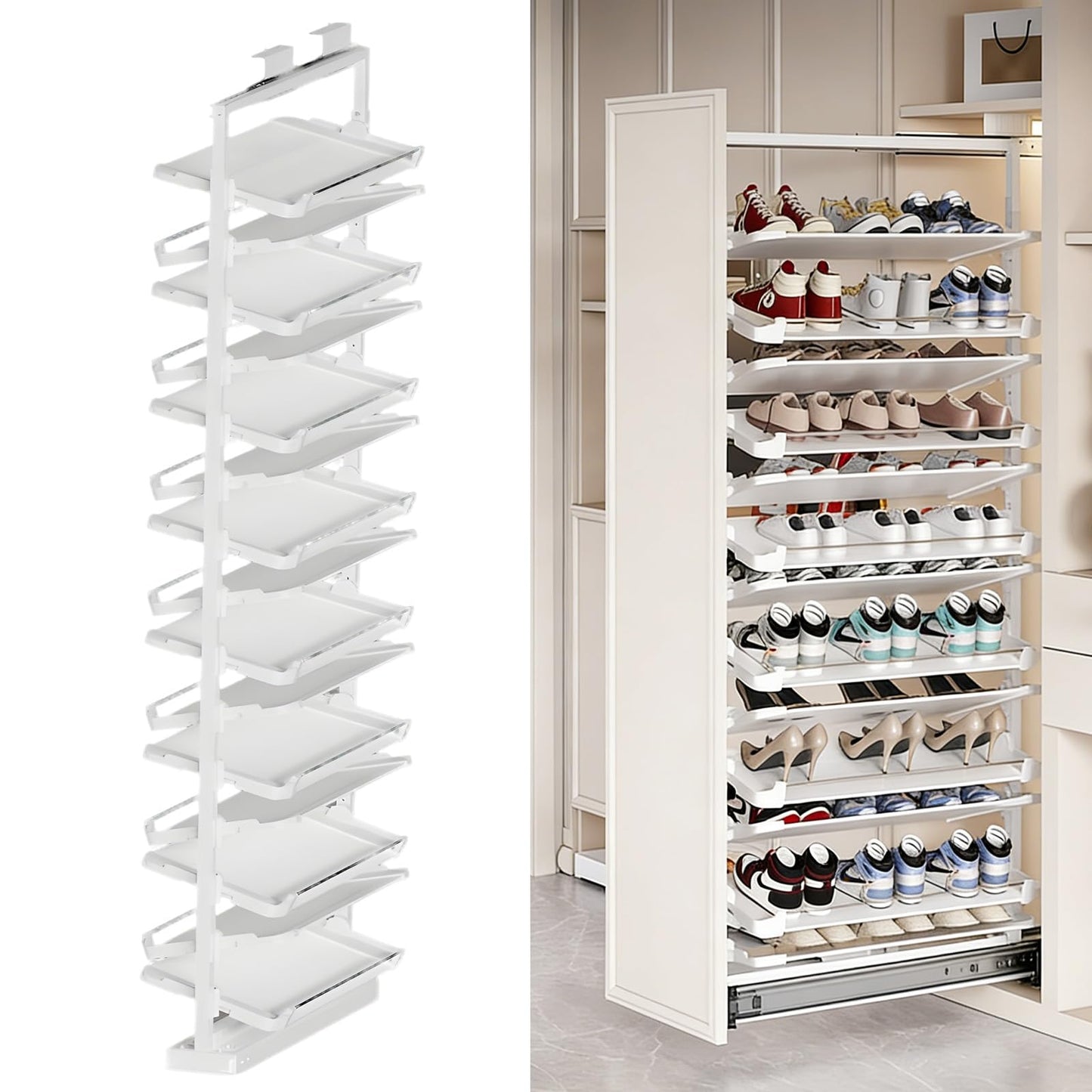 Adjustable Pull Out Shoe Rack Organizer