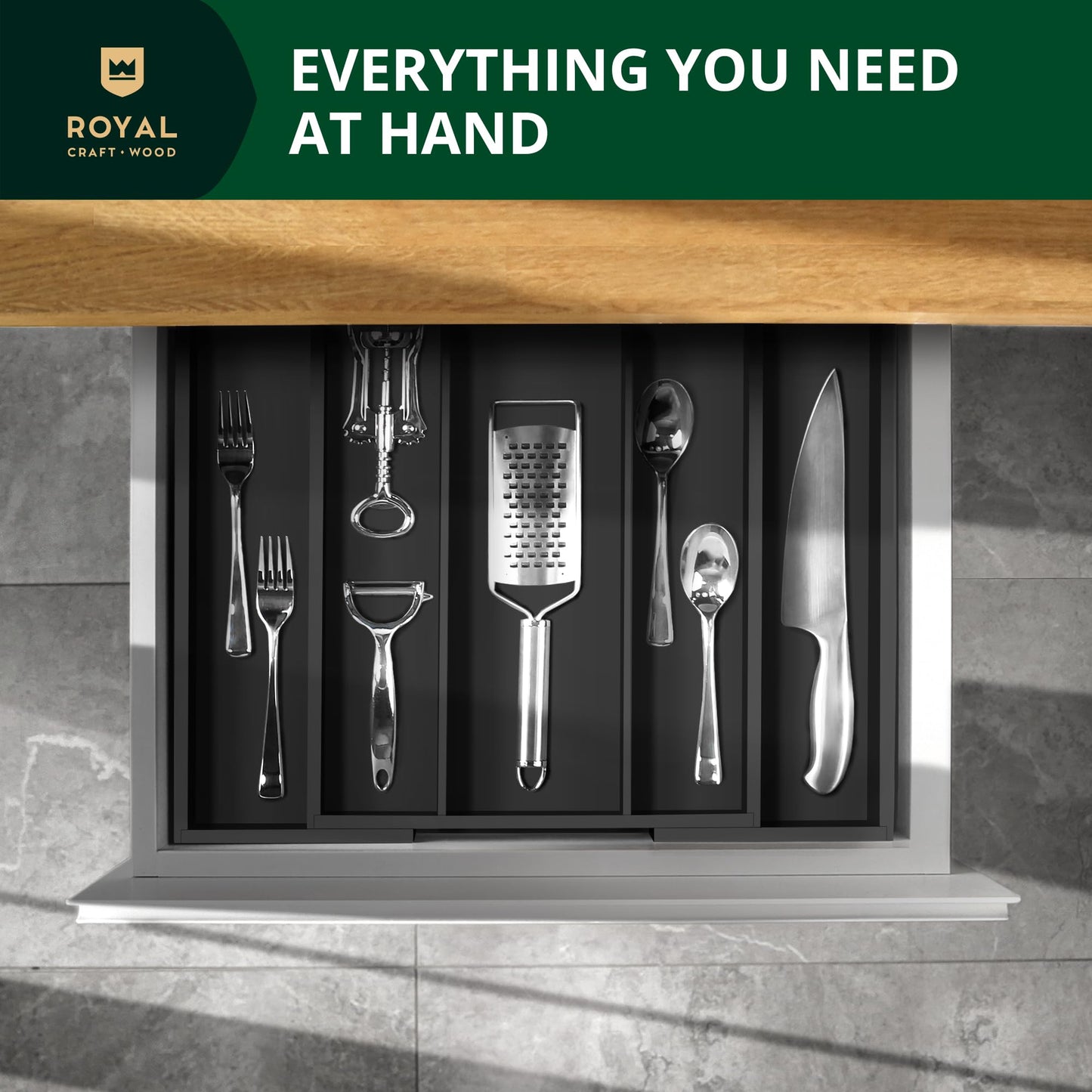 Bamboo Kitchen Drawer Organizer Tray