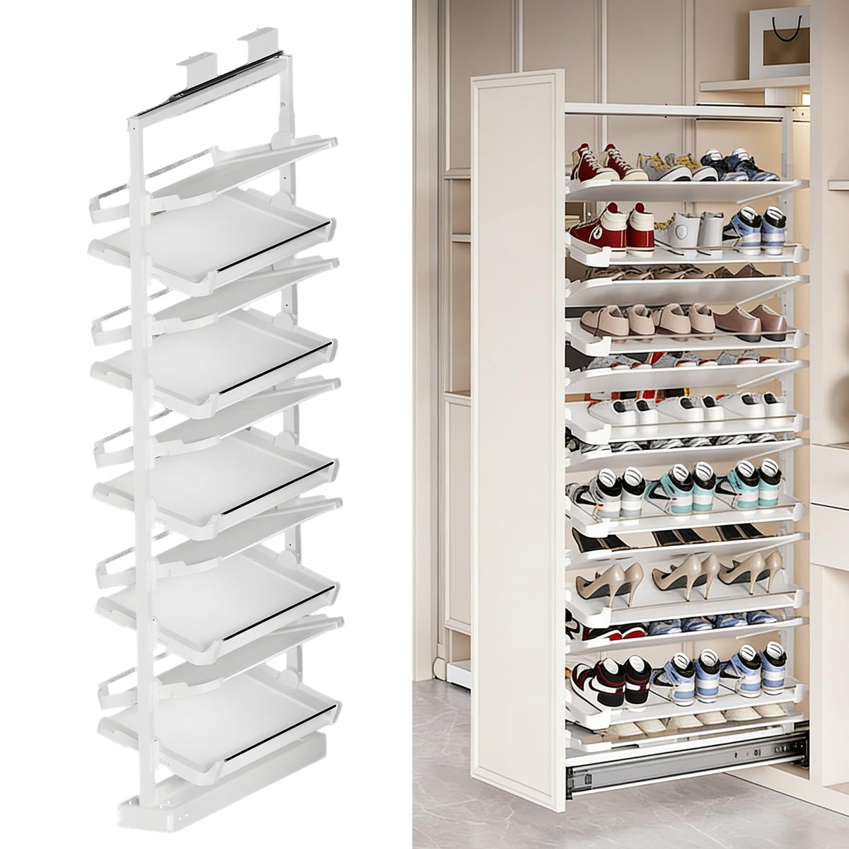 Adjustable Pull Out Shoe Rack Organizer