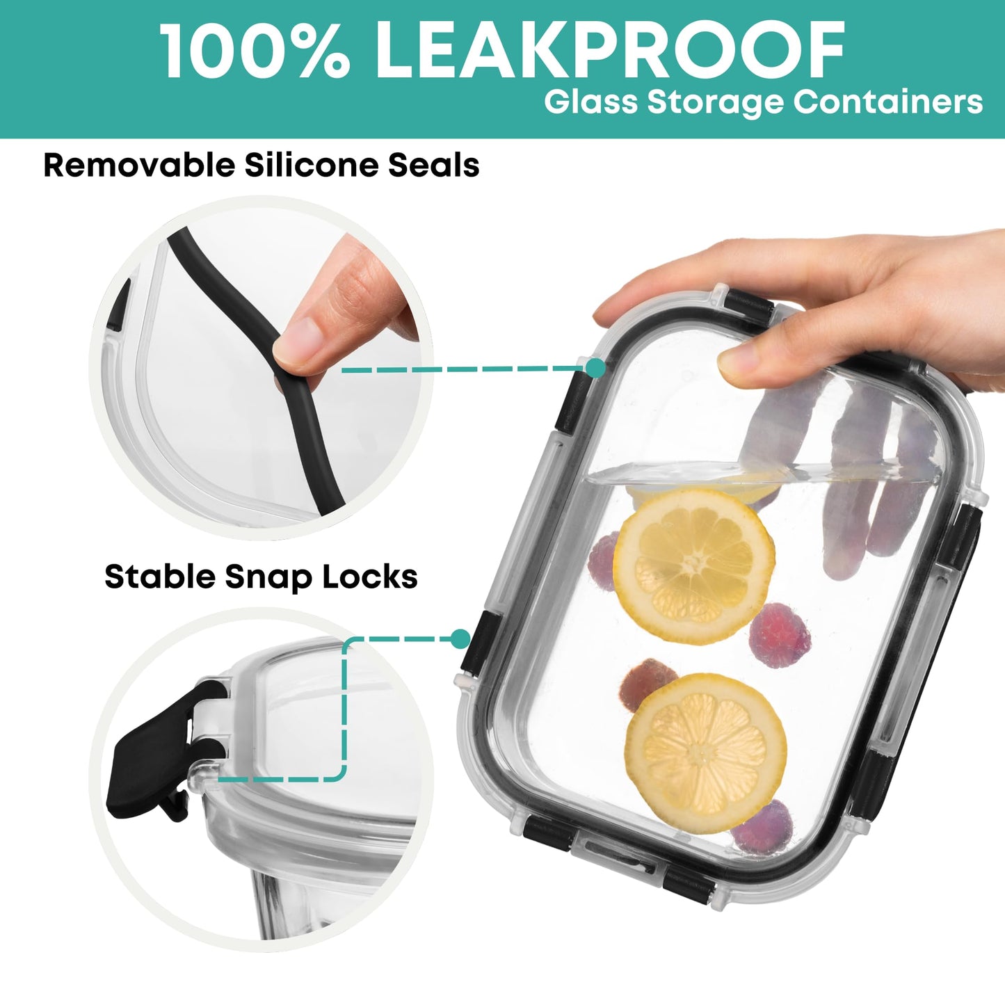 Glass Food Storage Containers Set with Lids