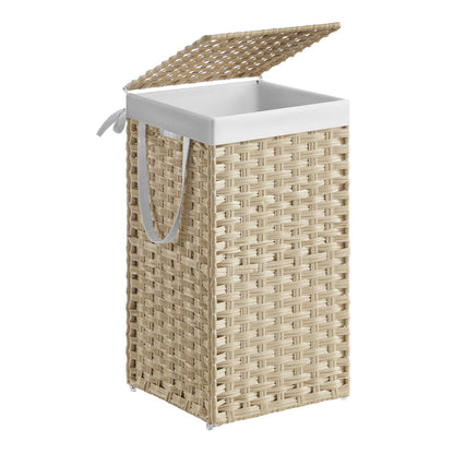 Slim Rattan Laundry Hamper with Lid