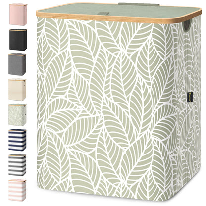 Tall Laundry Hamper with Bamboo Handles and Lid