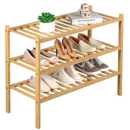 Bamboo Shoe Rack Organizer for Entryway