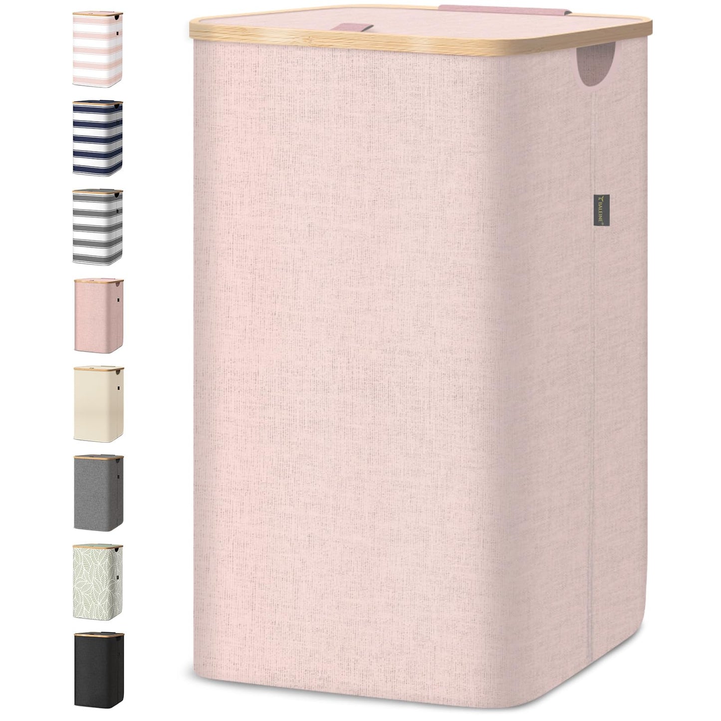 Tall Laundry Hamper with Bamboo Handles and Lid
