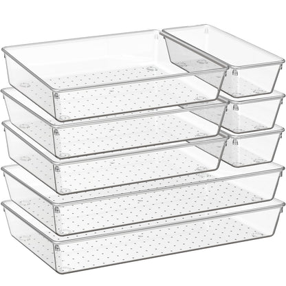 Clear Drawer Organizer Trays with Dividers