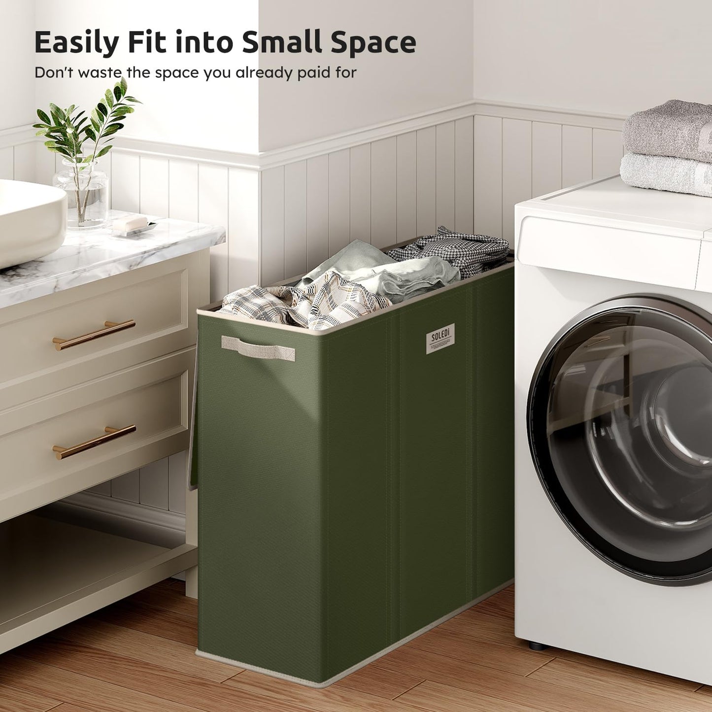 3-Section Large Laundry Hamper with Lid