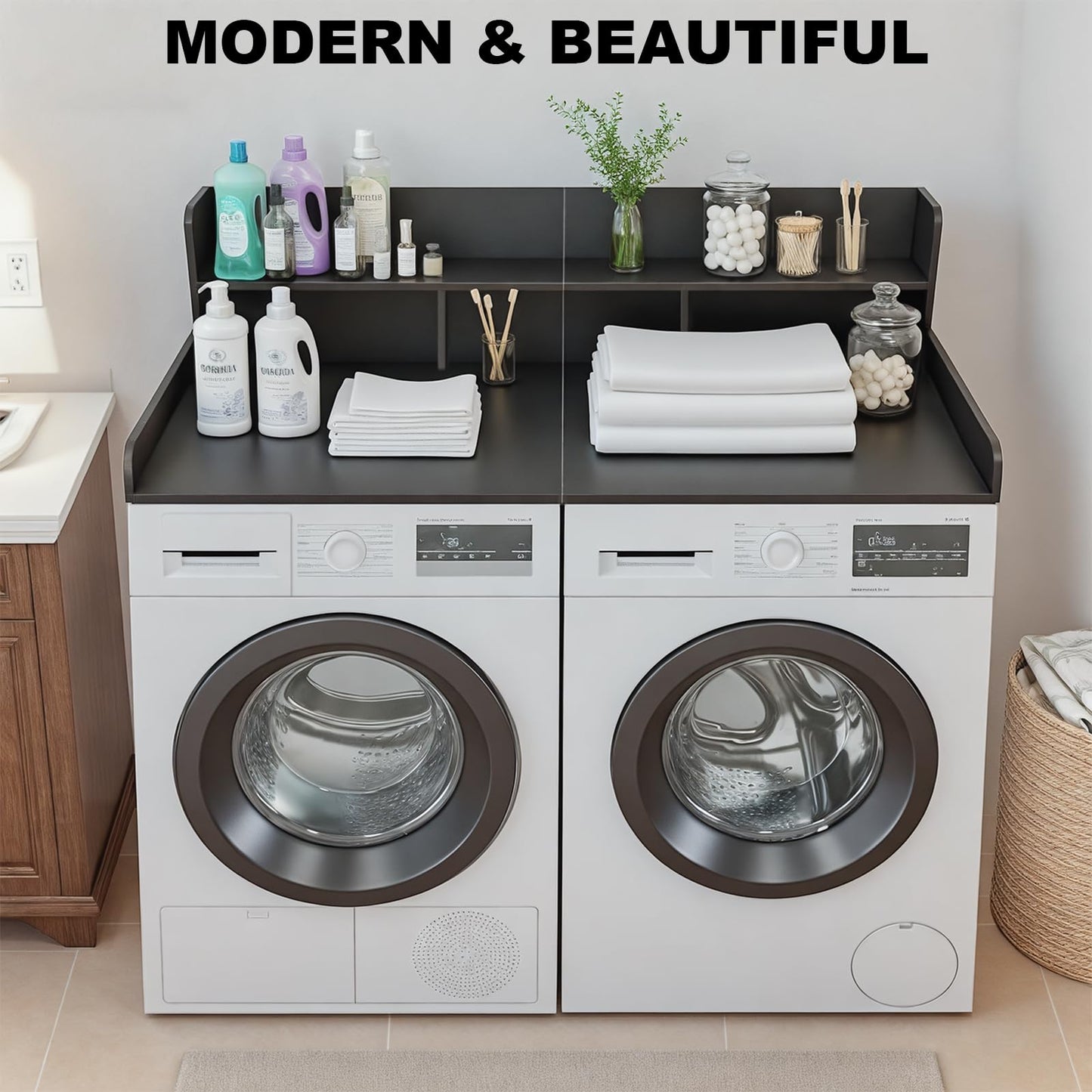 Washer Dryer Countertop with Storage Shelf