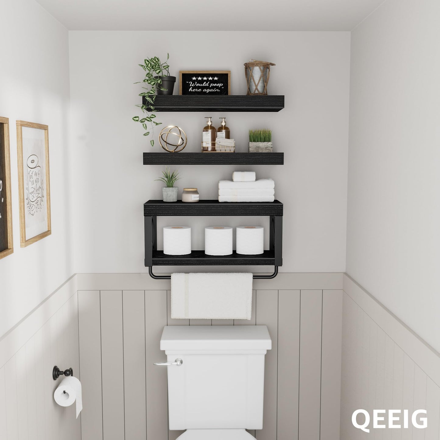 Floating Bathroom Shelves Over Toilet Storage