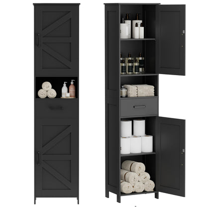 Tall Bathroom Storage Cabinet with Barn Doors