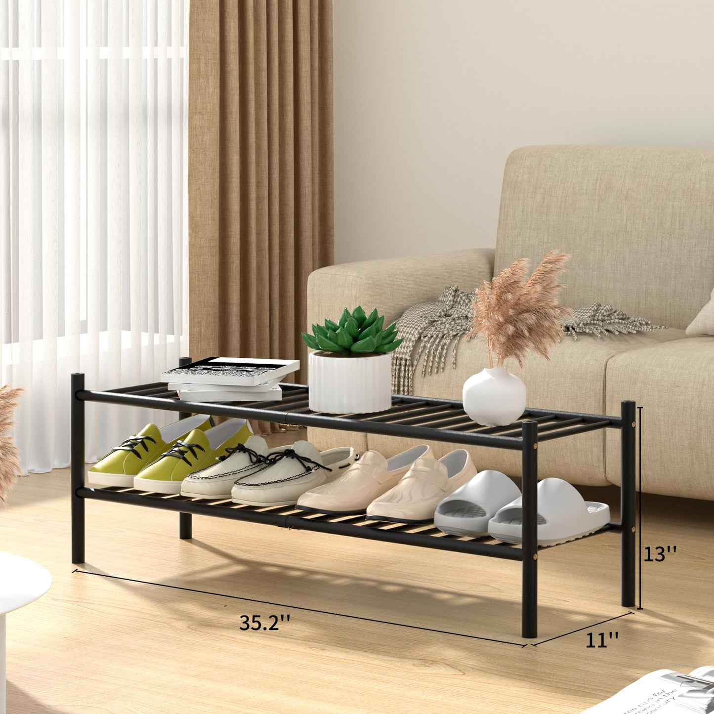Bamboo Shoe Rack Organizer for Entryway