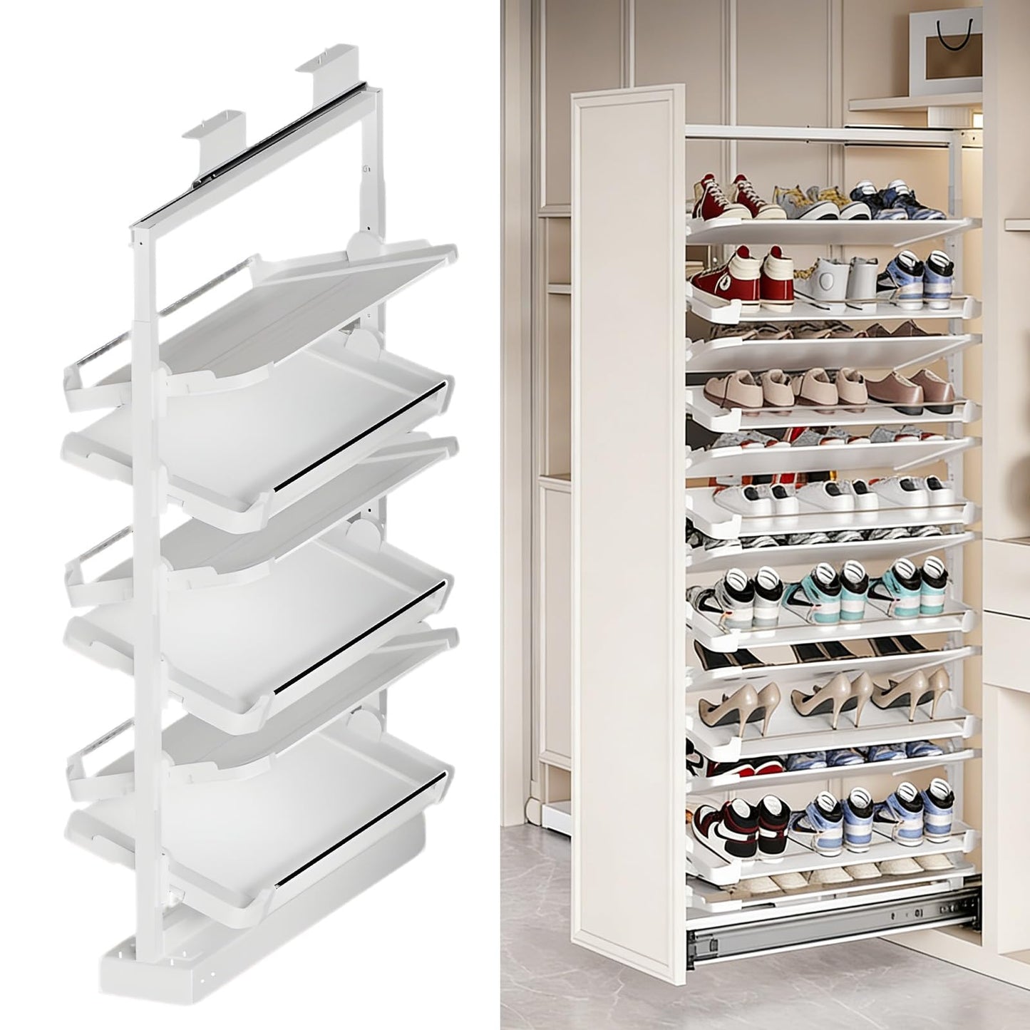 Adjustable Pull Out Shoe Rack Organizer