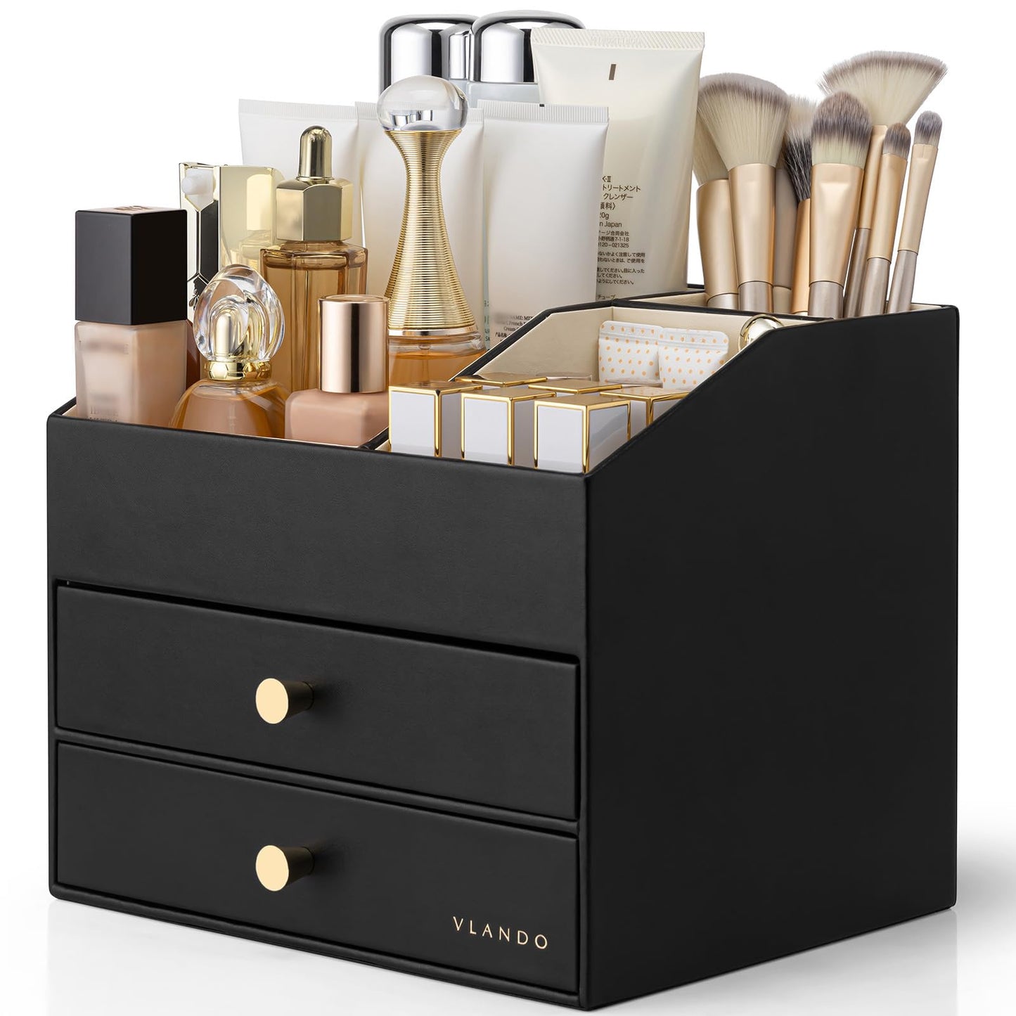 PU Leather Cosmetic Organizer with Drawers