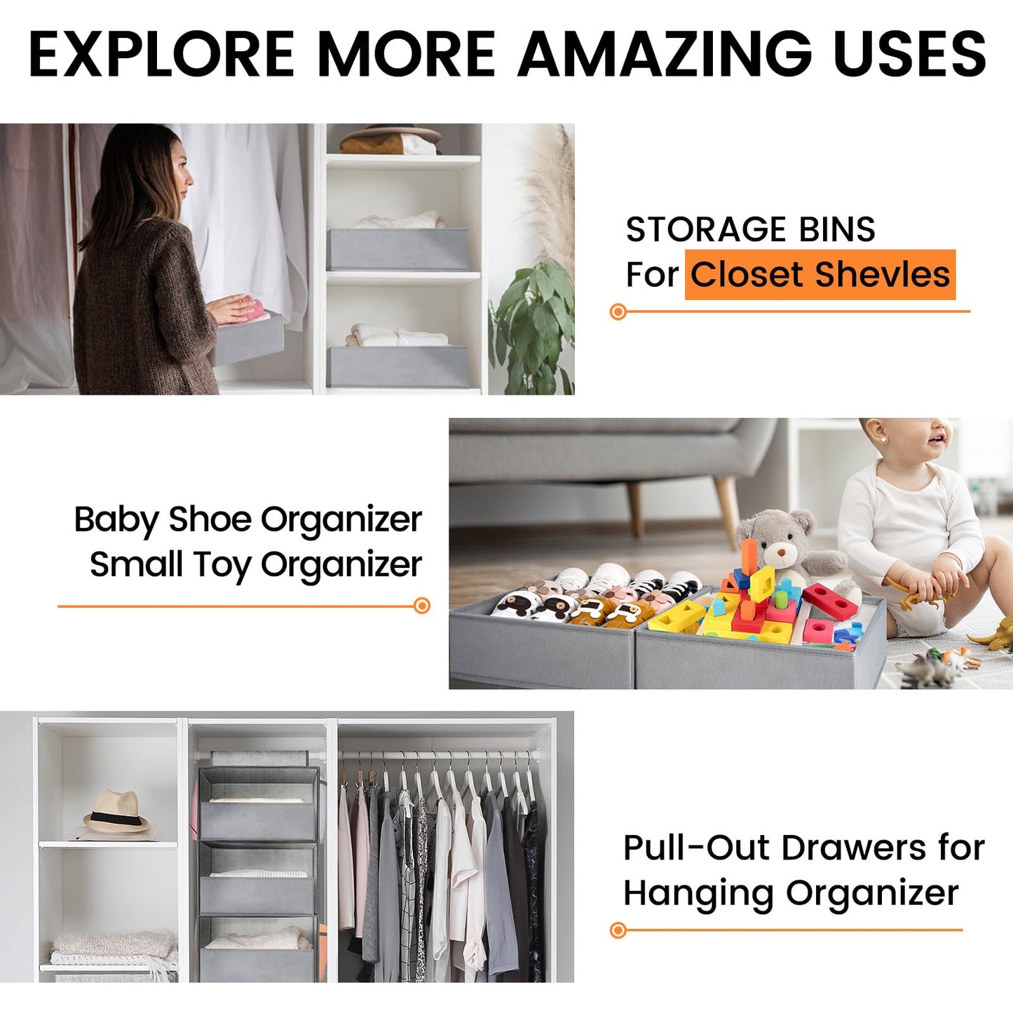 Clothing Drawer Organizer Bins with Dividers