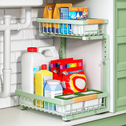 2-Tier Under Sink Organizer with Sliding Drawer