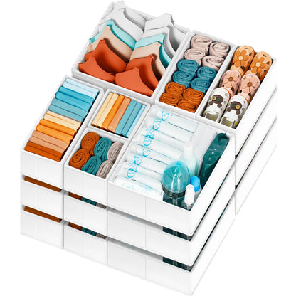 Clothing Drawer Organizer Bins with Dividers