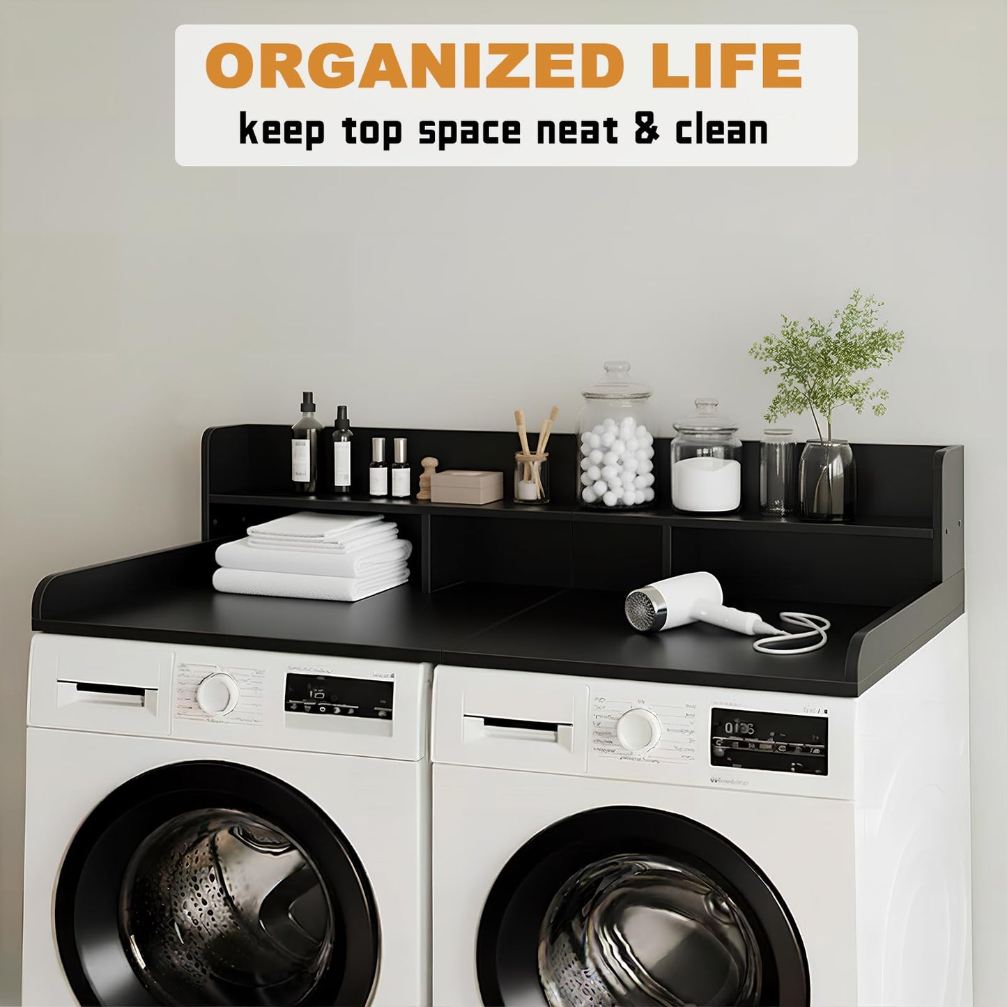 Washer Dryer Countertop with Storage Shelf