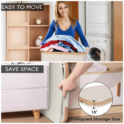 Tall Laundry Hamper with Bamboo Handles and Lid