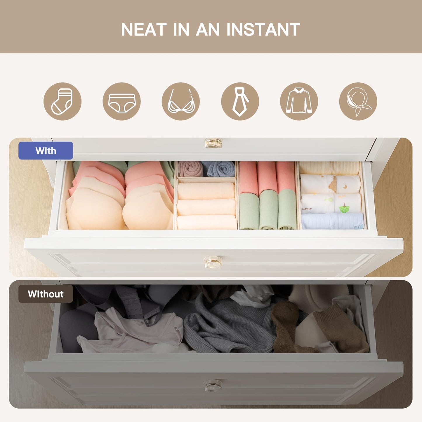 Criusia 10 Pack Drawer Organizer Clothes