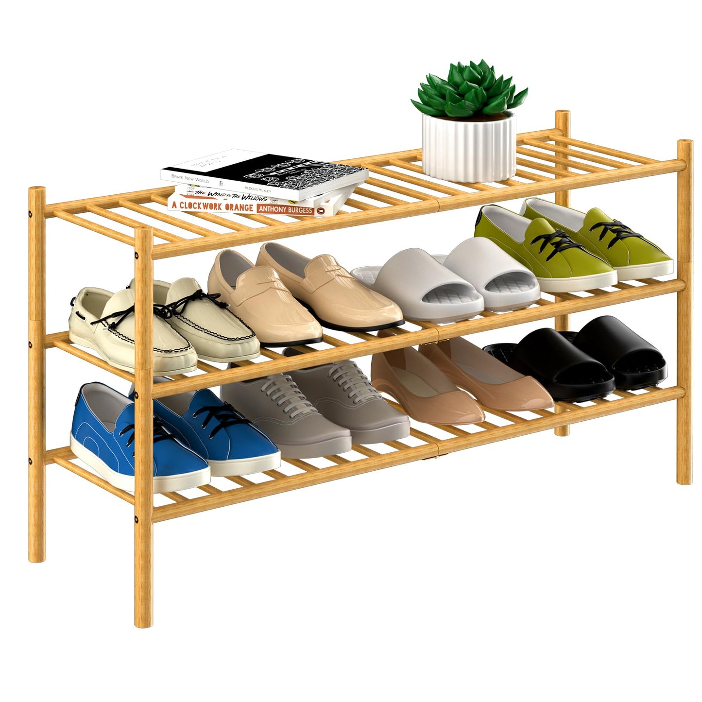 Bamboo Shoe Rack Organizer for Entryway