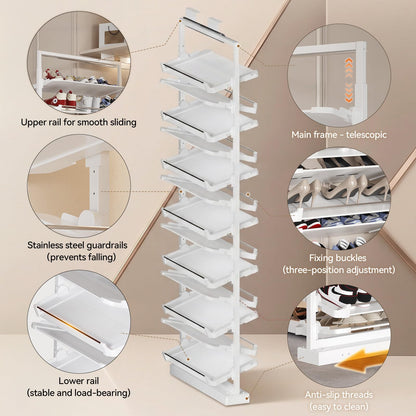 Adjustable Pull Out Shoe Rack Organizer