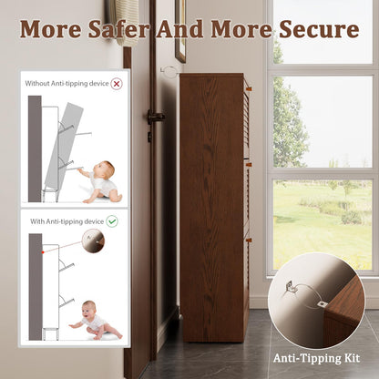 Solid Wood Shoe Storage Cabinet with Flip Drawers
